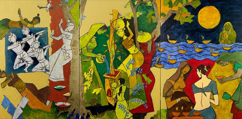 M.F. Husain, Traditional Indian Festivals, 2008-2011. Courtesy of Usha Mittal, © Victoria and Albert Museum, London