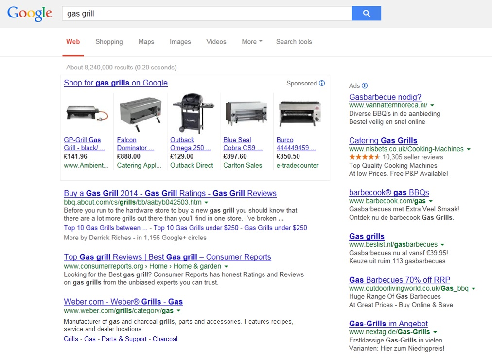 H σελίδα των αποτελεσμάτων της Google σήμερα