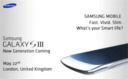 Προαναγγελία του Samsung Galaxy S III στις 3 Μαΐου 2012, με επιθετικό σποτ