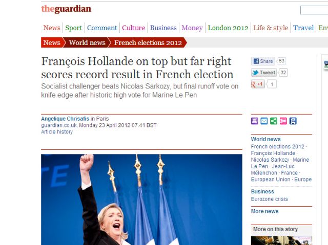 «Ψήφος κατά του Σαρκοζί» ο πρώτος γύρος των γαλλικών εκλογών εκτιμά ο ευρωπαϊκός Τύπος