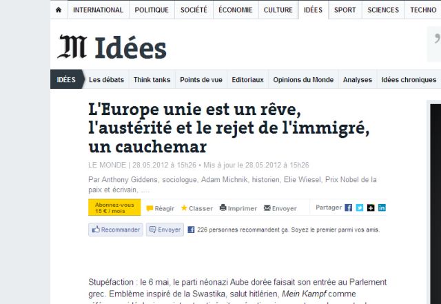 «Είμαστε όλοι Έλληνες Εβραίοι» γράφουν διανοούμενοι κατά της ανόδου της Ακροδεξιάς