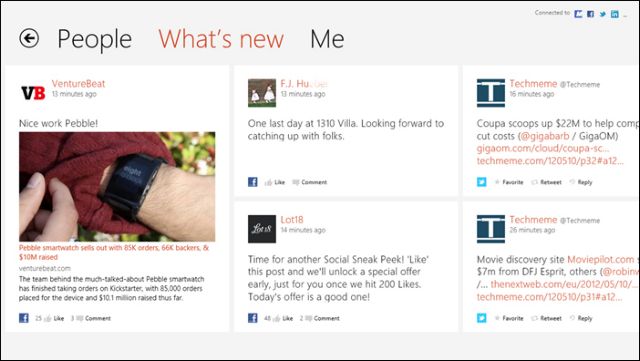 People στα Windows 8 από Google, Facebook, Twitter, LinkedIn και Exchange