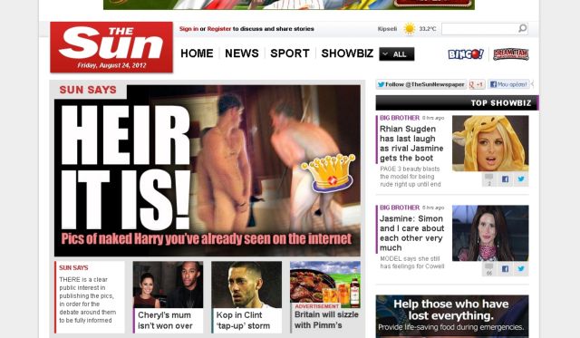 H Sun παρακούει το Παλάτι και δημοσιεύει τις φωτογραφίες του γυμνού Χάρι