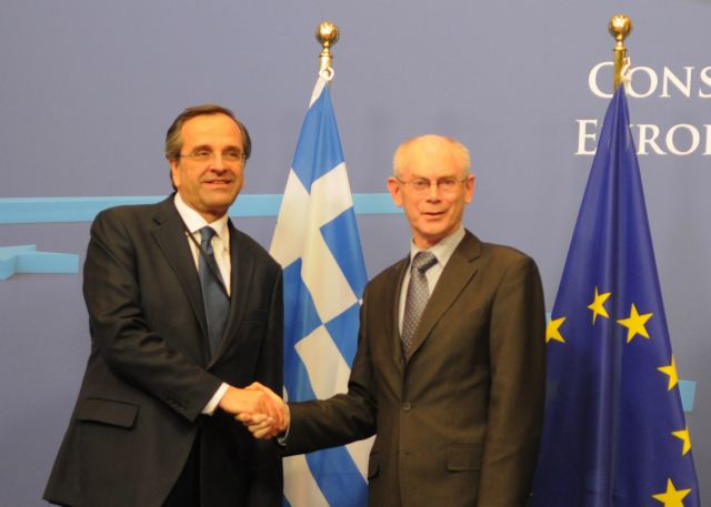 Αμεση εκταμίευση της δόσης-μαμούθ ζήτησε ο Σαμαράς από Ρομπάι, Μπαρόζο