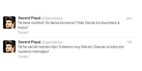 Τη γέννηση του γιου του με τη Σακίρα ανακοίνωσε, ως φάρσα, στο twitter o Ζεράρ Πικέ