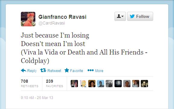 Το… ροκ tweet του καρδιναλίου Τζανφράνκο Ραβάζι