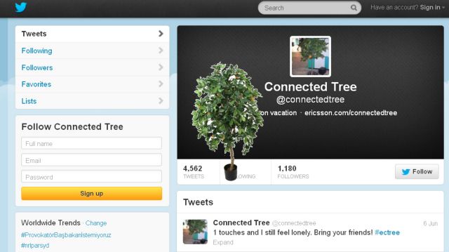 Ακολουθήστε το Connected Tree της Ericsson που αντιδρά με tweets