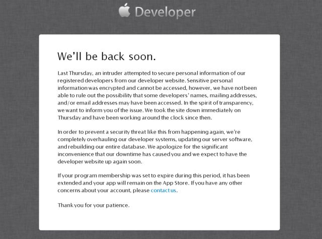 Χτύπημα κράκερ στο developer.apple.com