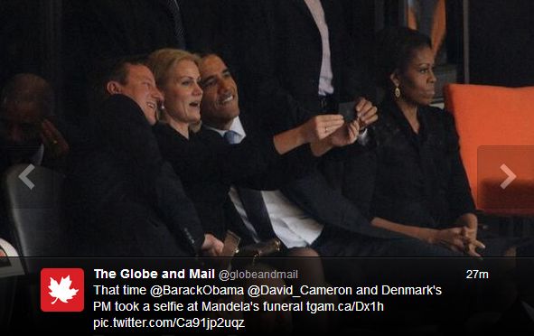 Το selfie του Ομπάμα από την τελετή για τον Μαντέλα που έγινε viral