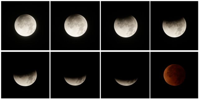 Εικόνες από την ολική έκλειψη Σελήνης της Μεγάλης Τρίτης