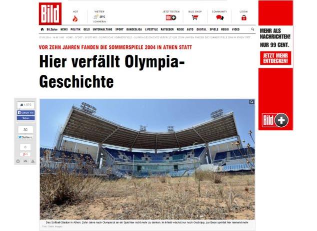 Η Bild «κράζει» τη χρεοκοπημένη Ελλάδα για το «Αθήνα 2004»