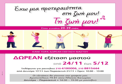 Δωρεάν εξέταση μαστού σε νέες γυναίκες προσφέρει το «Άλμα Ζωής»