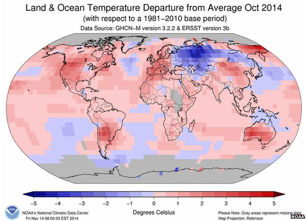 Το 2014 ήταν το θερμότερο έτος στη σύγχρονη ιστορία του πλανήτη