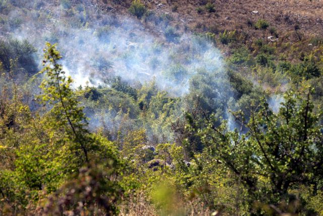 Πυρκαγιά σε δύσβατη περιοχή του Πλατανιά Χανίων
