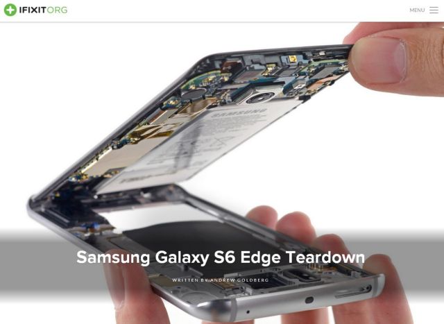 Δύσκολη η επισκευή του Galaxy S6 edge, σύμφωνα με το iFixIt