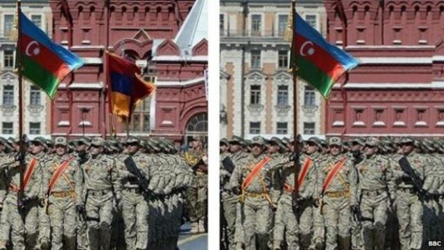 Αζέροι αξιωματούχοι «έσβησαν» την Αρμενία από την παρέλαση στη Μόσχα