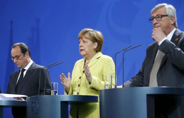 Συνάντηση Μέρκελ, Ολάντ και Γιούνκερ στο Βερολίνο