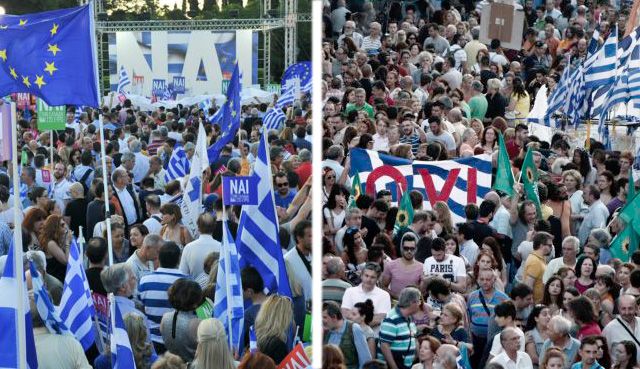 Μαζικές συγκεντρώσεις υπέρ του «ναι» και του «όχι» στην Αθήνα