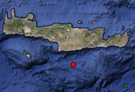 Σεισμική δόνηση 3,9 βαθμών νότια της Κρήτης