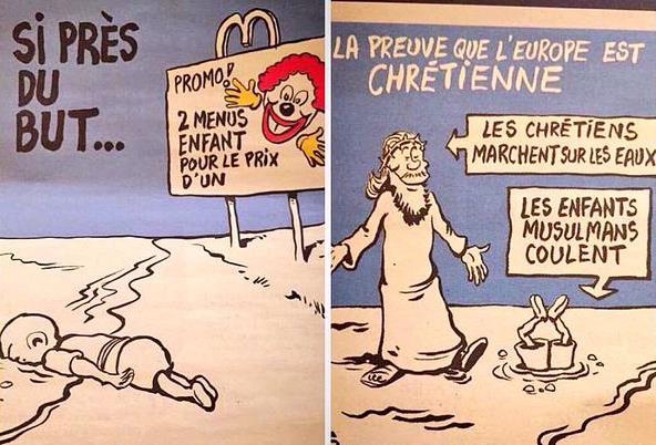 Σχόλια προκαλούν τα σκίτσα του Charlie Hebdo για τους πρόσφυγες