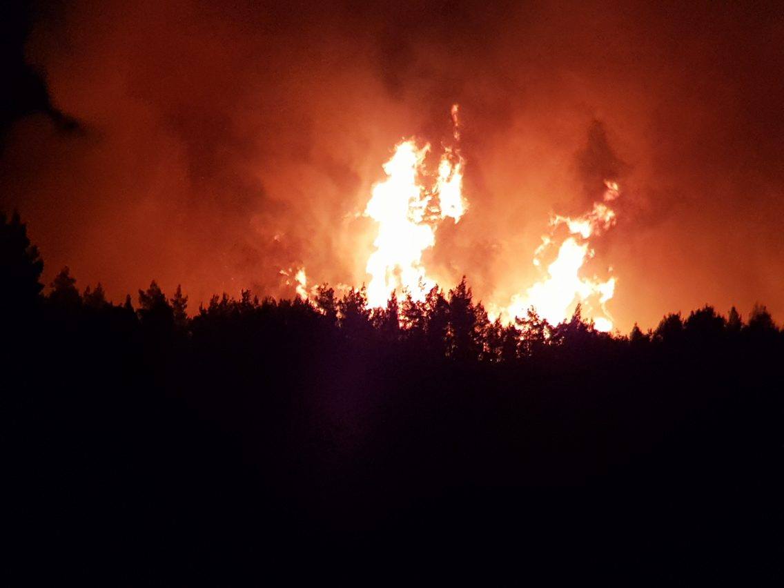 Μεγάλη φωτιά στη βόρεια Εύβοια, στάχτη το πυκνό πευκοδάσος