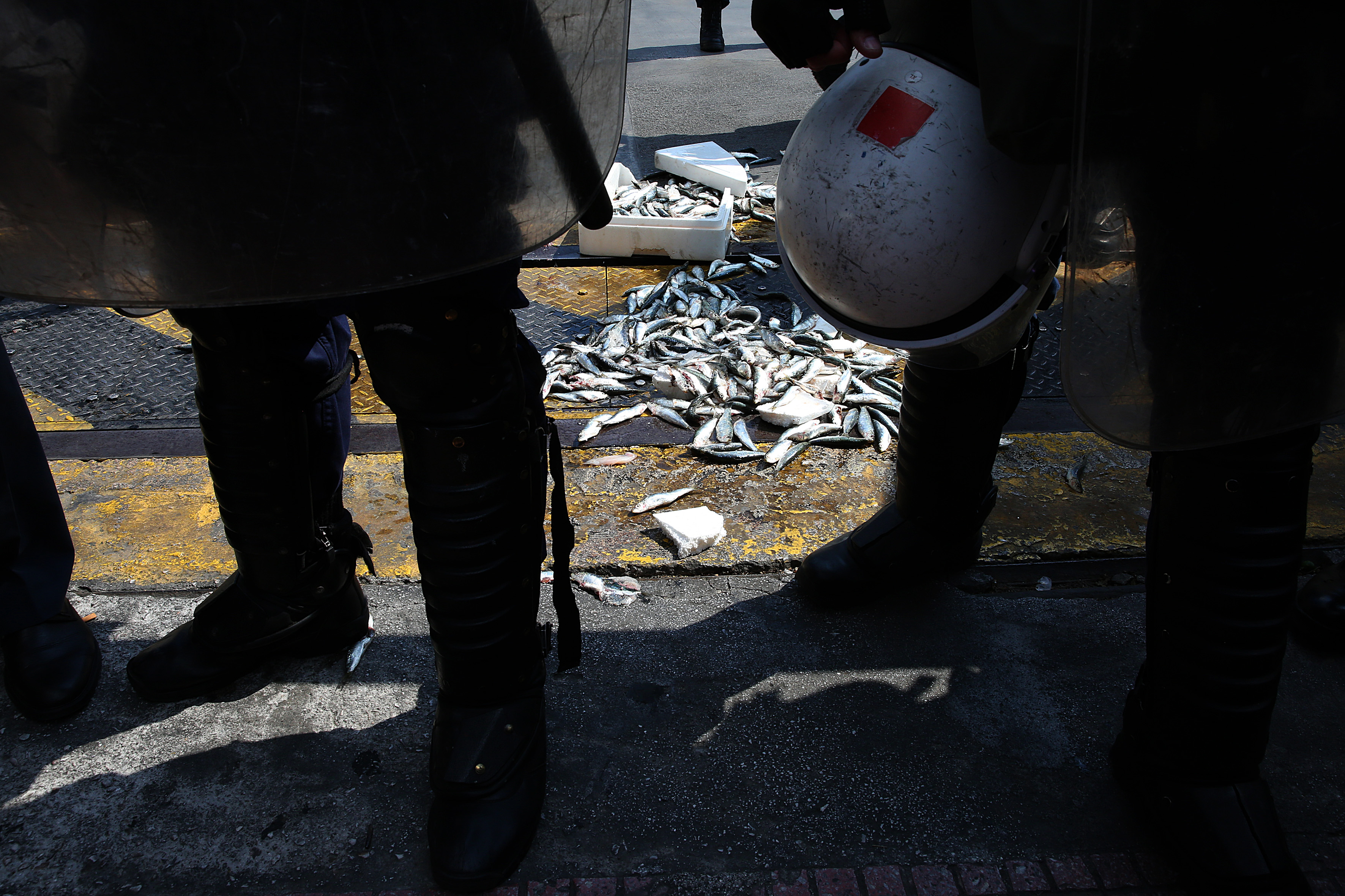 Ψάρια εκτοξεύτηκαν στη Βουλή σε διαμαρτυρία του ΠΑΜΕ