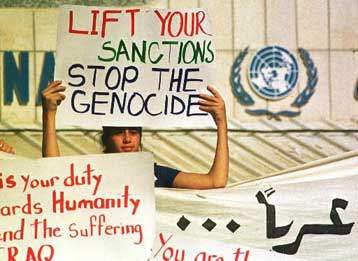 Παγκόσμια διαμαρτυρία για τη δέκατη επέτειο της επιβολής κυρώσεων στο Ιράκ από τον ΟΗΕ