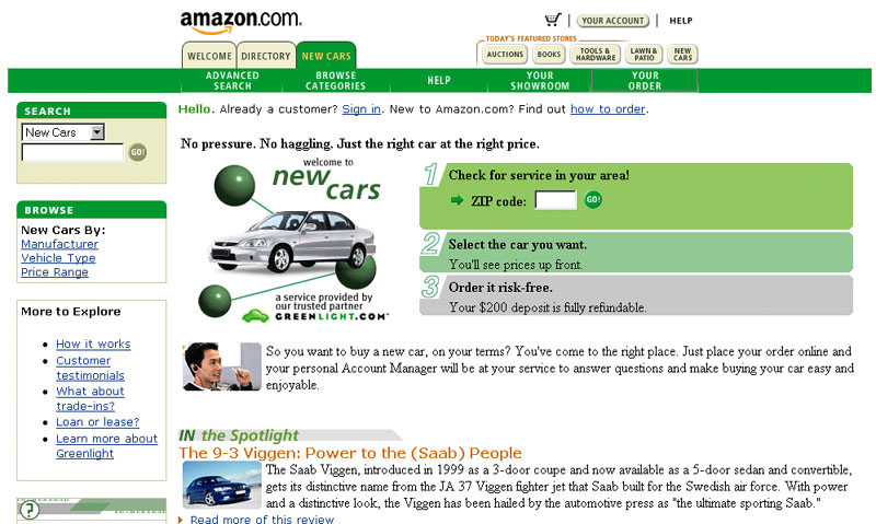 Αγορές on-line αυτοκινήτων από το Amazon.com