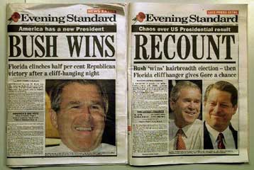 Σταθερή η διαφορά υπέρ του Μπους στην ανακαταμέτρηση των ψήφων στη Φλόριντα<i>Κατατέθηκαν οι πρώ