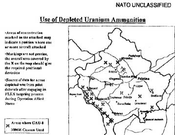 Στη δημοσιότητα έδωσε το ΝΑΤΟ χάρτες με τις περιοχές που επλήγησαν από το απεμπλουτισμένο ουράνιο
