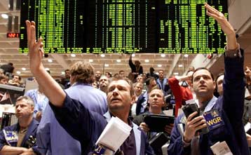 Μεικτή εικόνα της Γουόλ Στριτ κατά την έναρξη των συναλλαγών