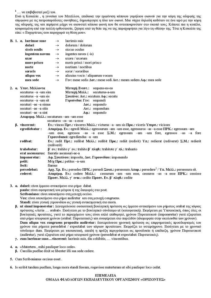 Γ Λυκείου – 23/04/2007 – Λατινικά Θεωρητικής Κατεύθυνσης