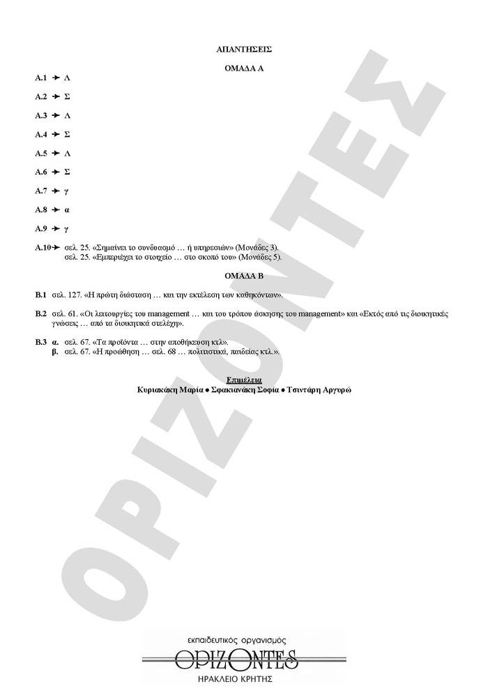 Εξετάσεις 2008 – Γ Λυκείου – Τρίτη  27/05/2008 – Αρχές Οργάνωσης Τεχνολογικής Κατεύθυνσης