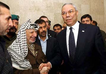 Με τον Αραφάτ ολοκληρώνεται ο γύρος επαφών του Πάουελ στη Μέση Ανατολή