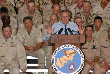 «Ολέθριες οι συνέπειες για τα κράτη-σπόνσορες της τρομοκρατίας» δηλώνει ο Ράμσφελντ