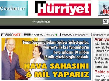 Διαψεύδουν συνεργάτες του ΥΠΕΘΑ δημοσίευμα της Hurriyet περί μείωσης του εναέριου χώρου