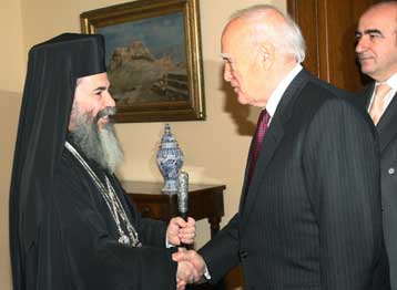 Συνάντηση Προέδρου της Δημοκρατίας με τον Πατριάρχη Ιεροσολύμων