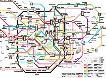 Ταξίδι στις 200 διασημότερες ιστοσελίδες με οδηγό χάρτη που θυμίζει μετρό