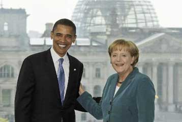 Ζεστό καλωσόρισμα της Γερμανίας στον Μπάρακ Ομπάμα