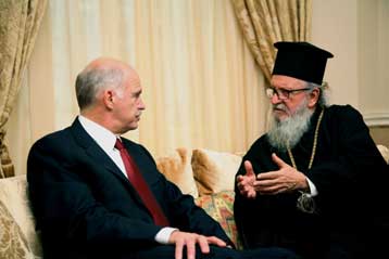 Συνάντηση Γ.Παπανδρέου με τον Αρχιεπίσκοπο Αμερικής Δημήτριο