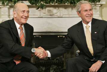 Μπους και Ολμέρτ συναντώνται για τελευταία φορά