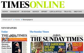 Έναντι συνδρομής η πρόσβαση στις ηλεκτρονικές εκδόσεις των Times και Sunday Times