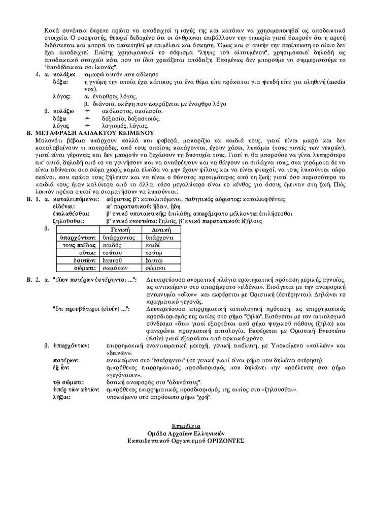 Γ Λυκείου – 13/12/2004 – Αρχαία Ελληνικά Θεωρητικής Κατεύθυνσης