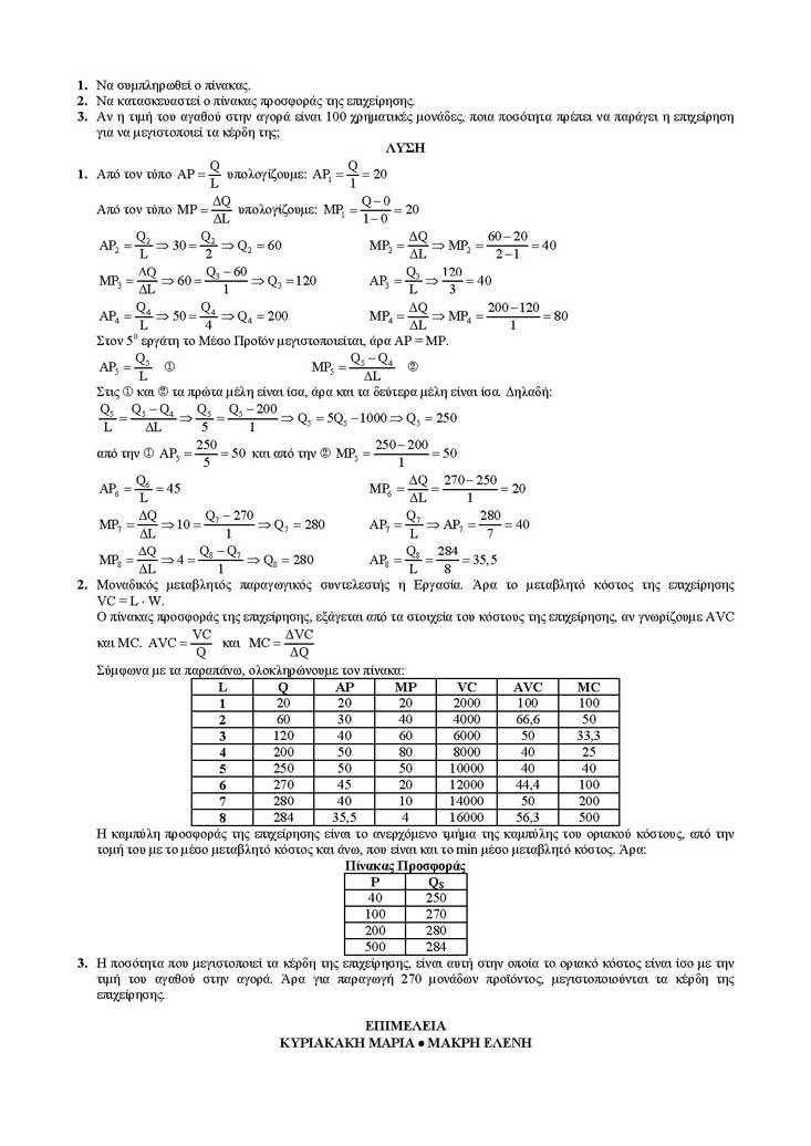 Γ Λυκείου – 31/01/2005 – Αρχές Οικονομικής Θεωρίας (Μάθημα Επιλογής)