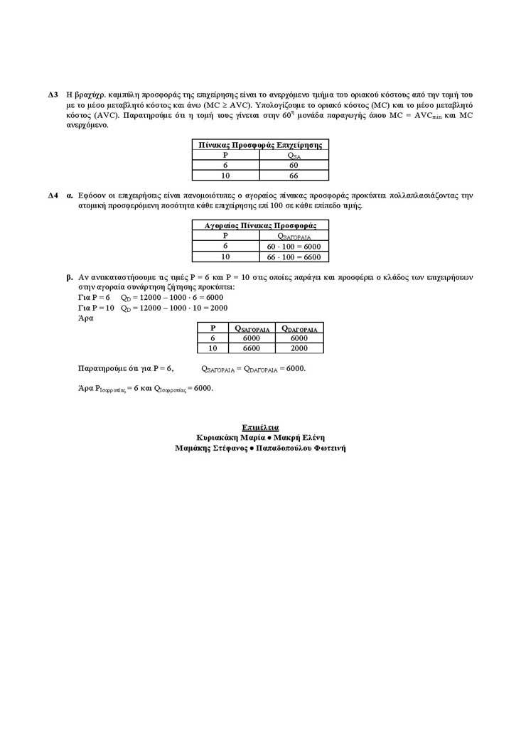 Εξετάσεις 2005 – Γ Λυκείου – Σάββατο 11/06/2005 – Αρχές Οικονομικής Θεωρίας (Επιλογής)