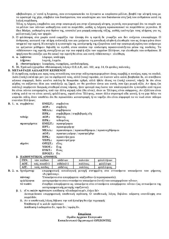Γ Λυκείου – 16/03/2006 – Αρχαία Ελληνικά Θεωρητικής Κατεύθυνσης
