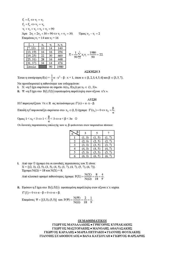 Γ Λυκείου – 06/03/2007 – Μαθηματικά & Στοιχεία Στατιστικής Γενικής Παιδείας