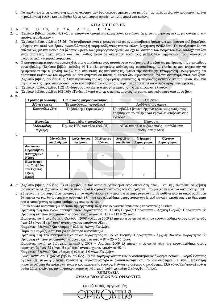 Γ Λυκείου- 23/03/2009 – Βιολογία Γενικής Παιδείας