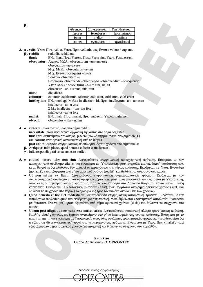 Γ Λυκείου- 31/03/2009 – Λατινικά θεωρητικής Κατεύθυνσης