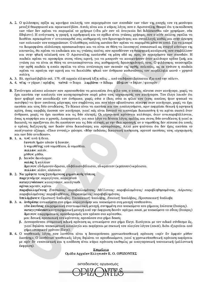 Γ Λυκείου- 04/05/2009 – Αρχαία Ελληνικά Θεωρητικής Κατεύθυνσης